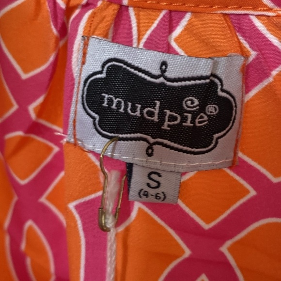 Mudpie Reese Tunic in Lattice Print Bright Orange Pink Blouse NEW Size Small - Picture 8 of 11